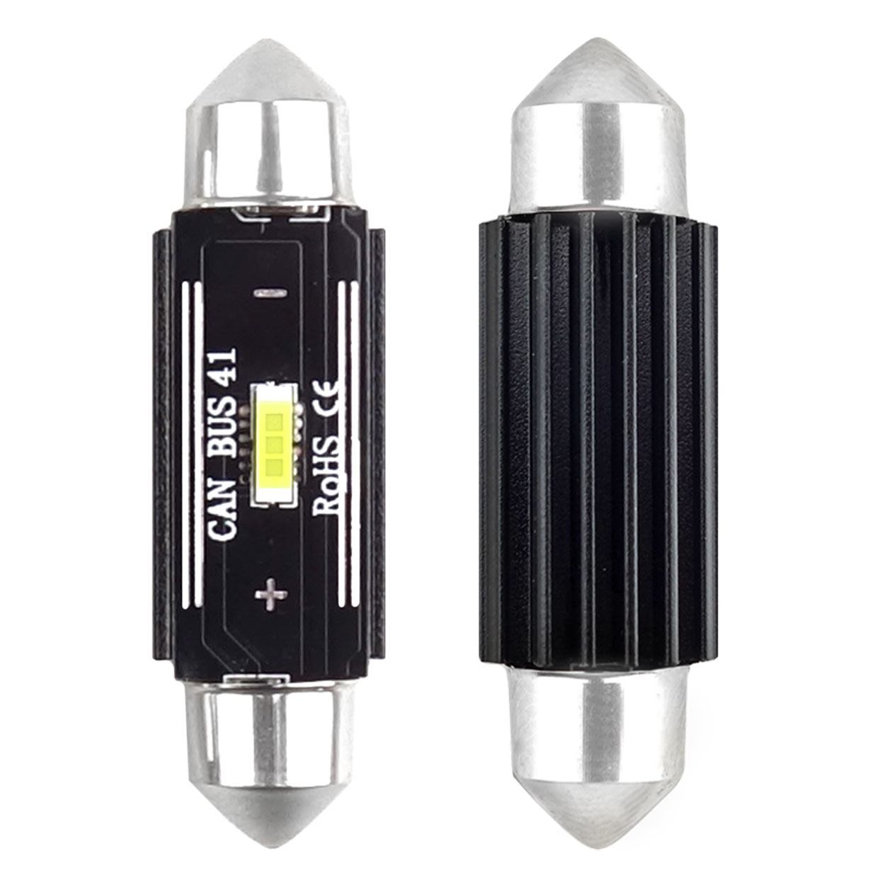 Set 2 becuri auto Amio LED UltraBright, C5W SV8.5-8, 1 SMD 1860, 2.9W, 41mm, Canbus, 12-24V, leduri alb sofit Festoon