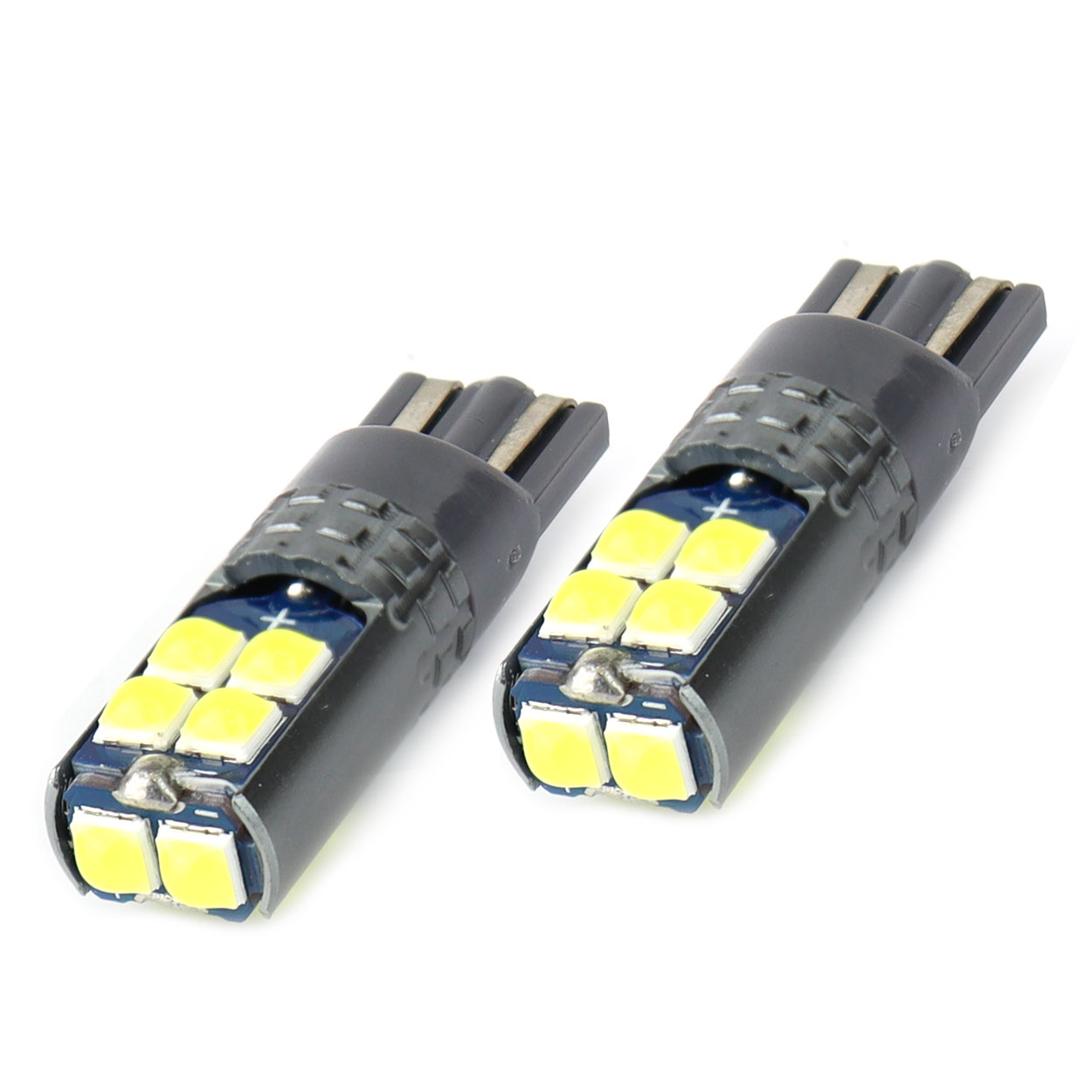 Bec de pozitie tip LED CANBUS, T10 W2.1x9.5 W5W, 12V-24V, 10 LED SMD 3030, culoare alb, AMIO, set 2 buc