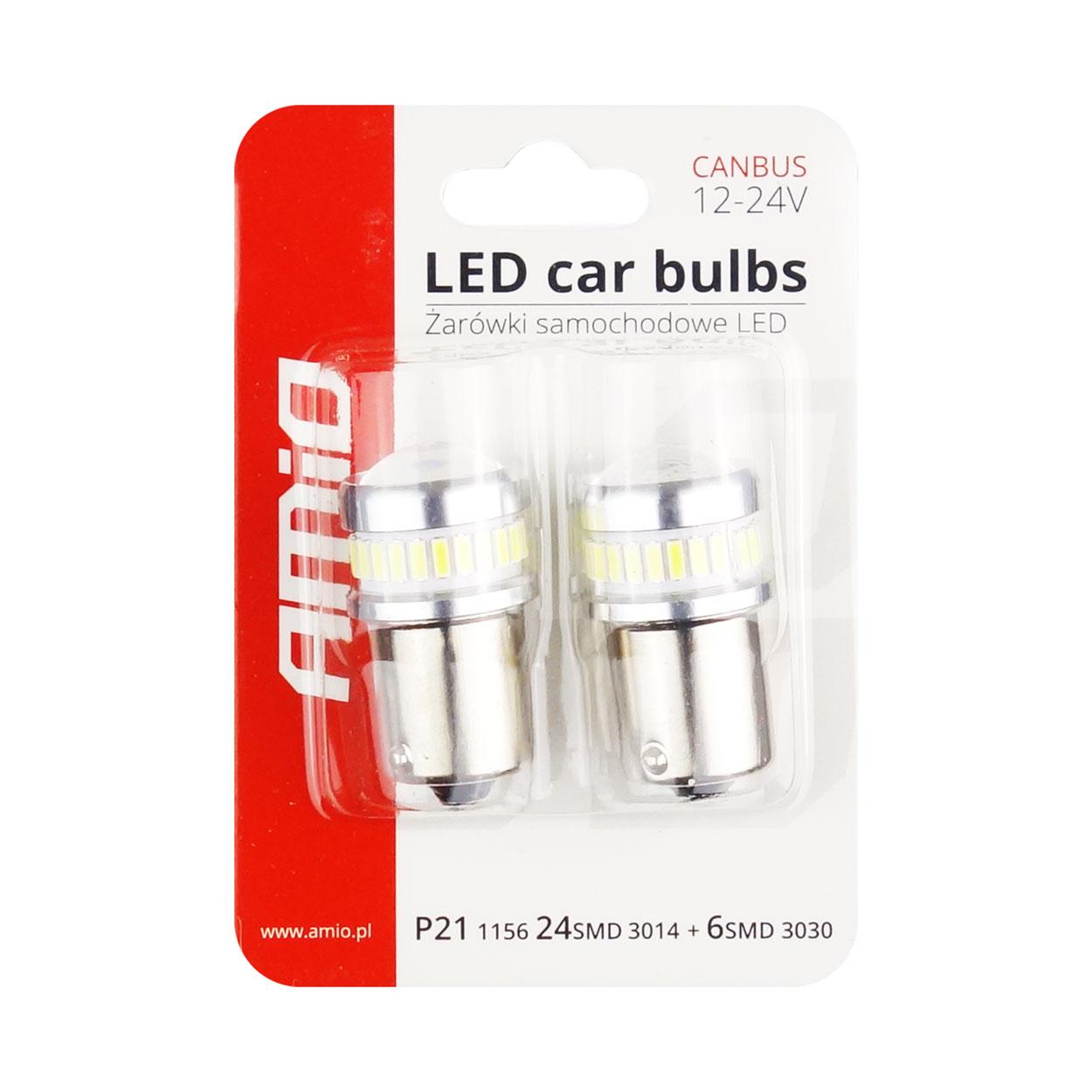 Bec pozitie ciresa auto tip LED Canbus, R5W, 12V-24V; BA15s, 24 LED SMD + 6 LED SMD 3030, 2 buc.