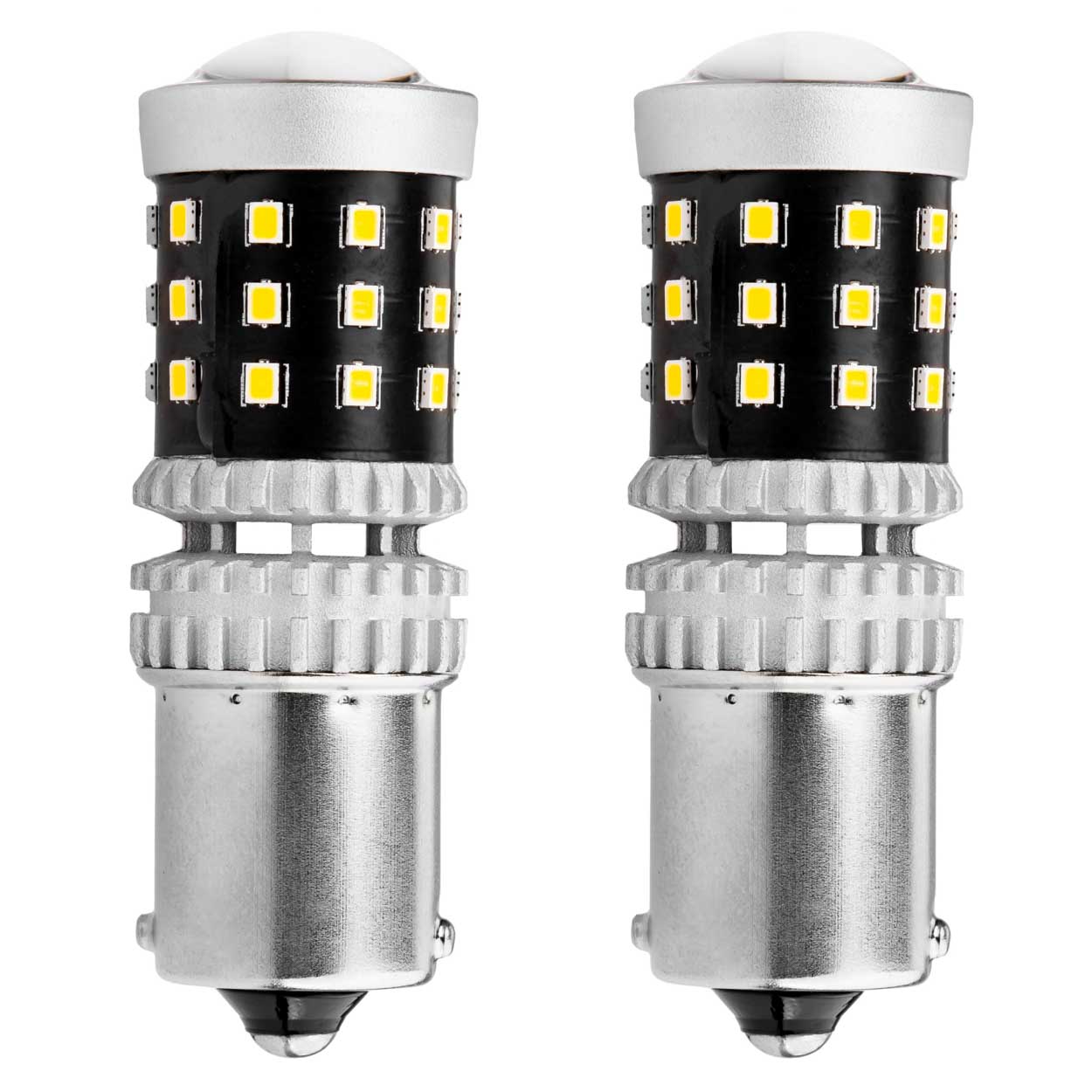 Bec semnalizare AMIO LED Canbus, BA15S P21W R10W R5W Alb 12V/24V, 2016 39SMD 1156, set 2 buc