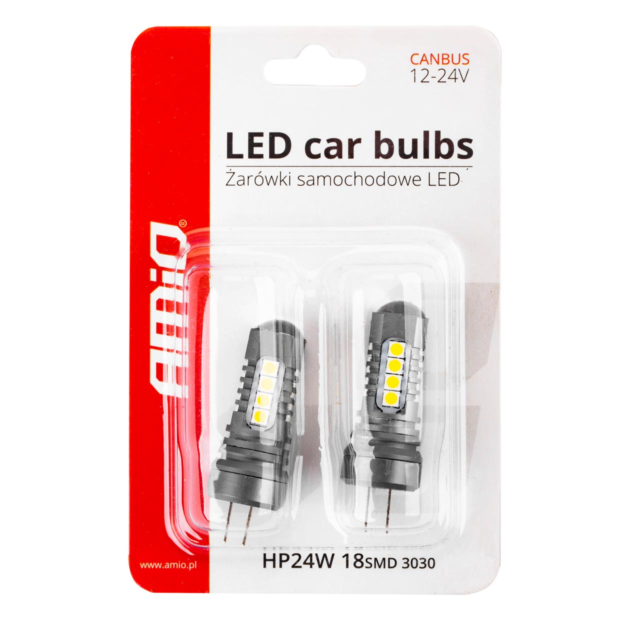 Bec LED Canbus 3030 18SMD HP24W alb 12V/24V, Amio, set 2 buc