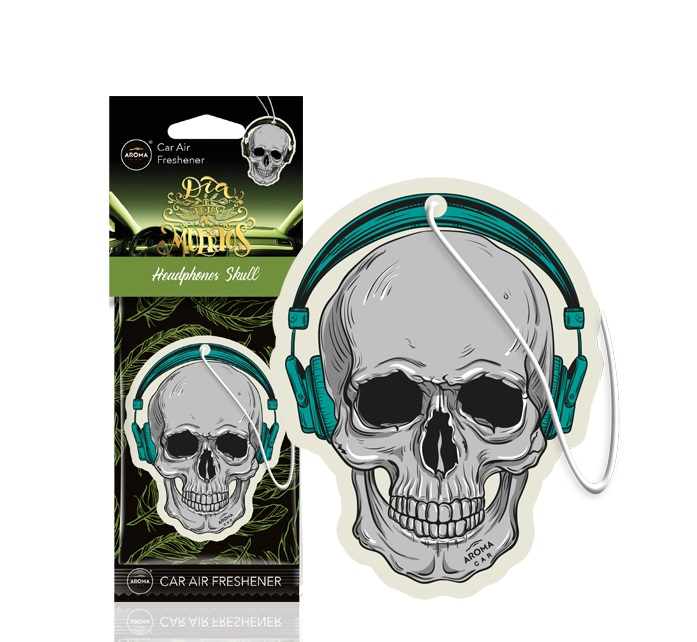 Odorizant auto pentru oglinda AROMA CAR MUERTOS Headphones Skull