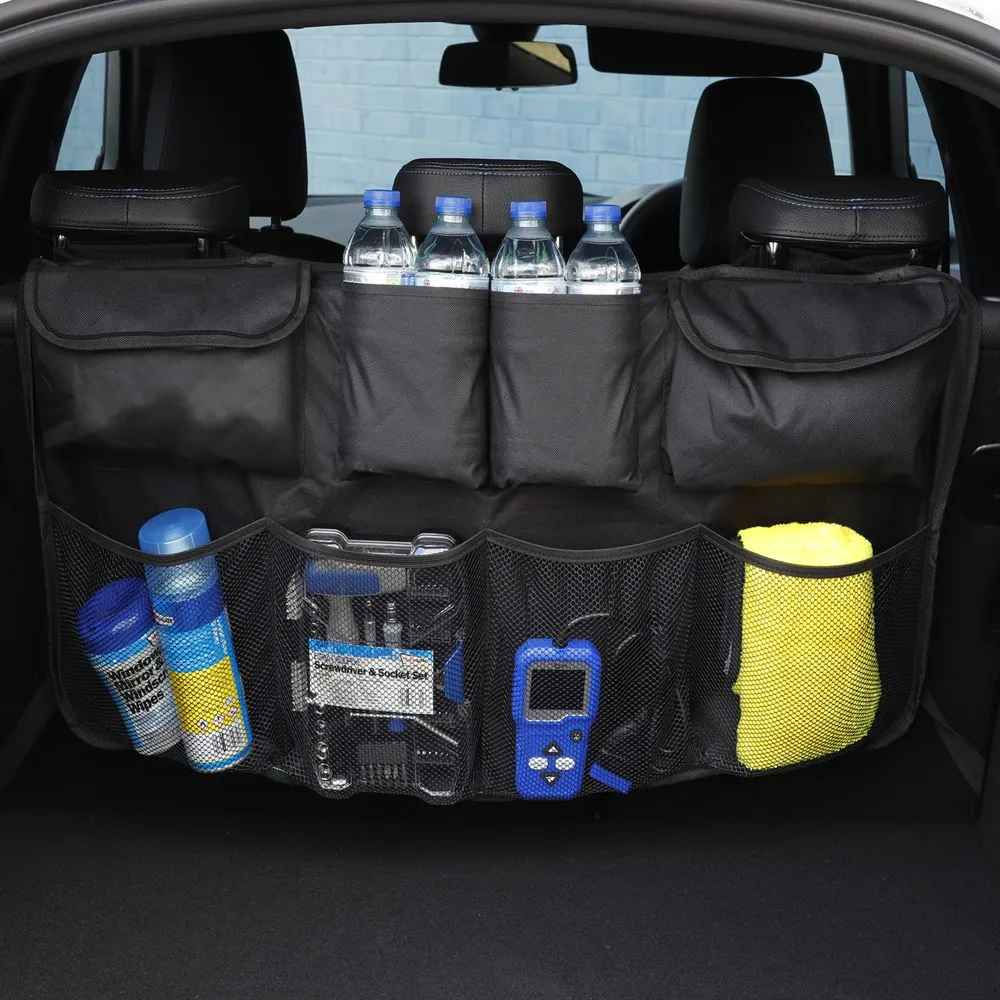 Organizator portbagaj auto Streetwize Deluze, fixare bancheta spate, 90x46cm, impermeabil, muliple zone depozitare