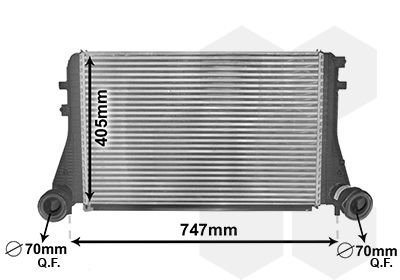 Radiator intercooler Audi A3 (8P); Seat Altea (5P), Leon (1P), Toledo (5P); Skoda Octavia (1Z), Superb (3T); VW Golf 5 (1K), Golf 5 Plus (5M), Golf 6 (5K), Jetta (1K), Passat B6, Tiguan (5N), 1.9 TDI, 2.0 TDI, 617x406x32mm, Van Wezel,�1K0145803CD