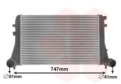 Radiator intercooler Audi A3 (8P); Skoda Superb (3T), Yeti (5L); VW Golf 6 (5K), Golf 6 Plus, Jetta (1B), Scirocco, Touran (1T), 1.6 TDI, 2.0 TDI, 617x407x32mm, Van Wezel, 1K0145803CG