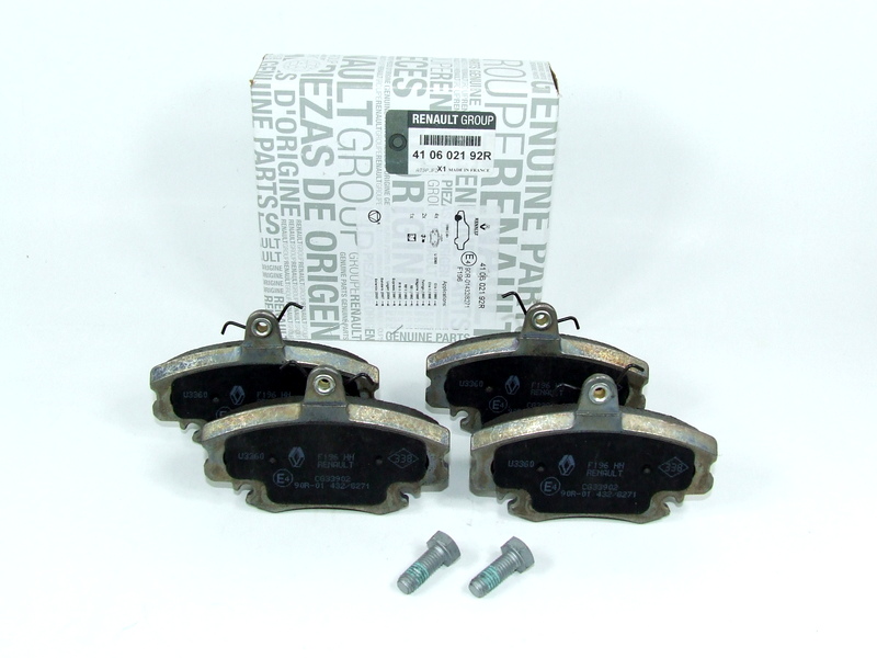 Set placute frana fata Dacia Logan 1 (LS), Solenza (B41), Sandero 1 (SD), Sandero 2; Peugeot 205, 309; Renault Clio 1, Rapid, Fuego, Megane 1, Symbol, fara contact avert, Original, 410602192R