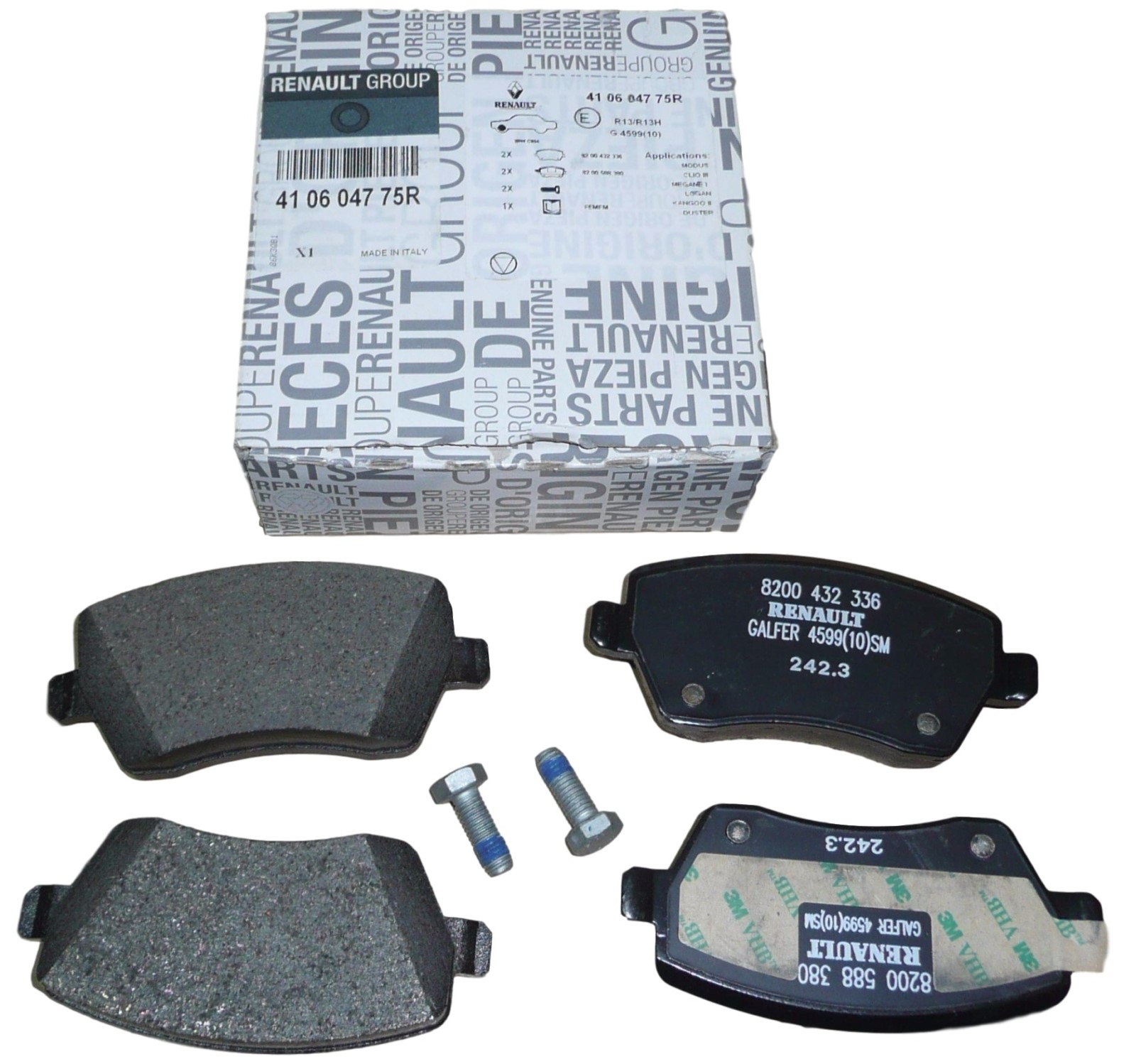 Set placute frana fata Dacia Logan 1 (KS), Duster, Dokker (KE), Duster 2; Mercedes Citan (W415); Nissan Note 1 (E11); Renault Clio 3 (BR), Kangoo 2 (KW), Clio 4 (BH), Clio 3 (SB), Clio 4, Megane 4, Original, 410604775R