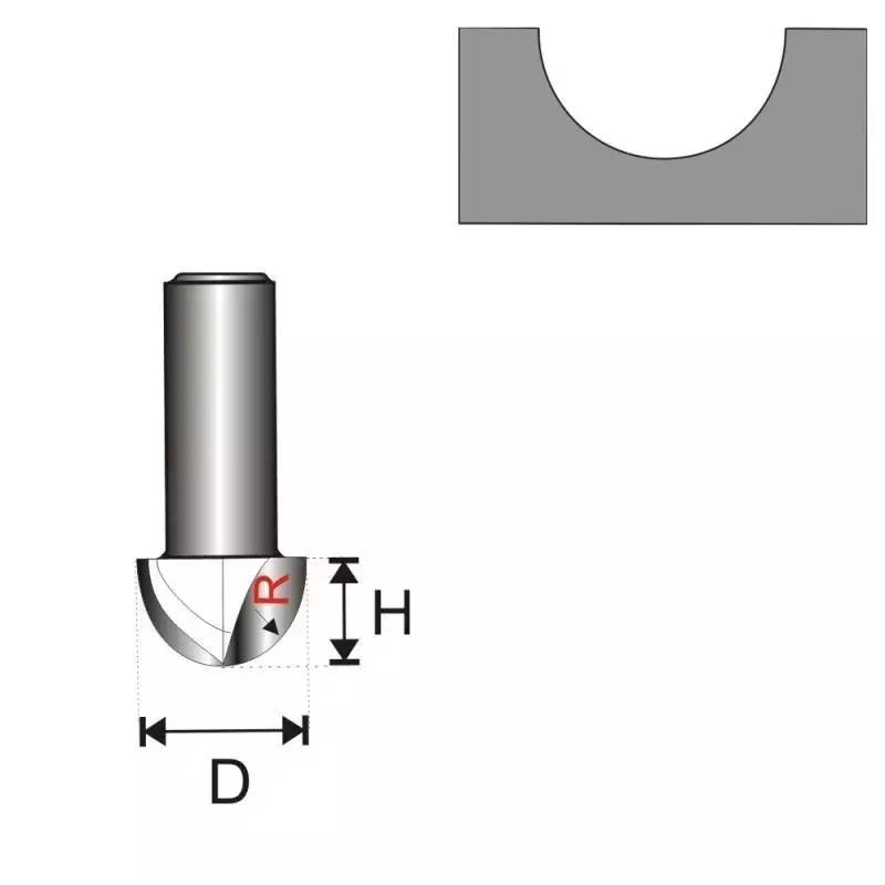 Freza semirotunda 8 d 3,97 h 6 r 2 mm
