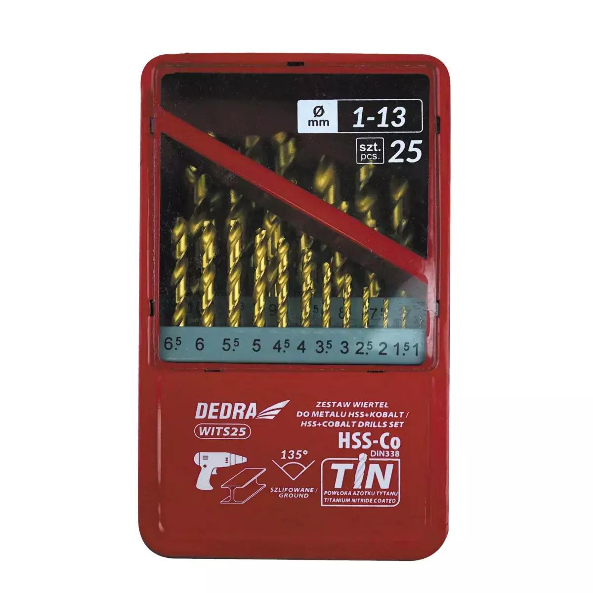 Set de burghie pentru metal hss+cobalt+tin, 25buc, 135°