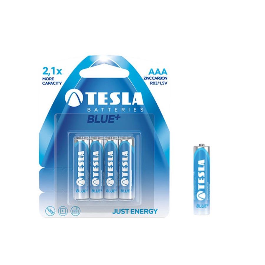 Baterie AAA / R03 1,5V, 400mAh, Tesla Blue + Zinc Carbon , set 4 bucati