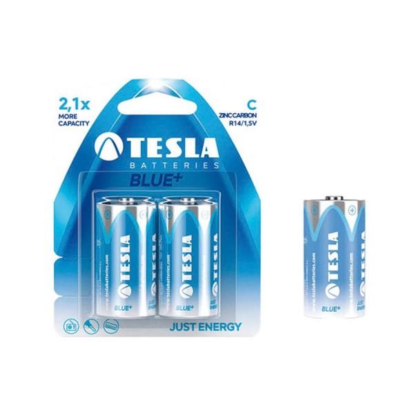 Baterie R14 / C, 1,5V, Capacity 5.2.3Ah, , Tesla Blue + Zinc Carbon, 2 buc