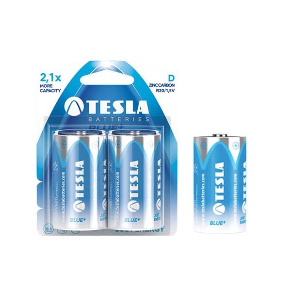 Baterie R20 / D, 1,5V, Capacity 5.0Ah, Tesla Blue + Zinc Carbon, 2 buc