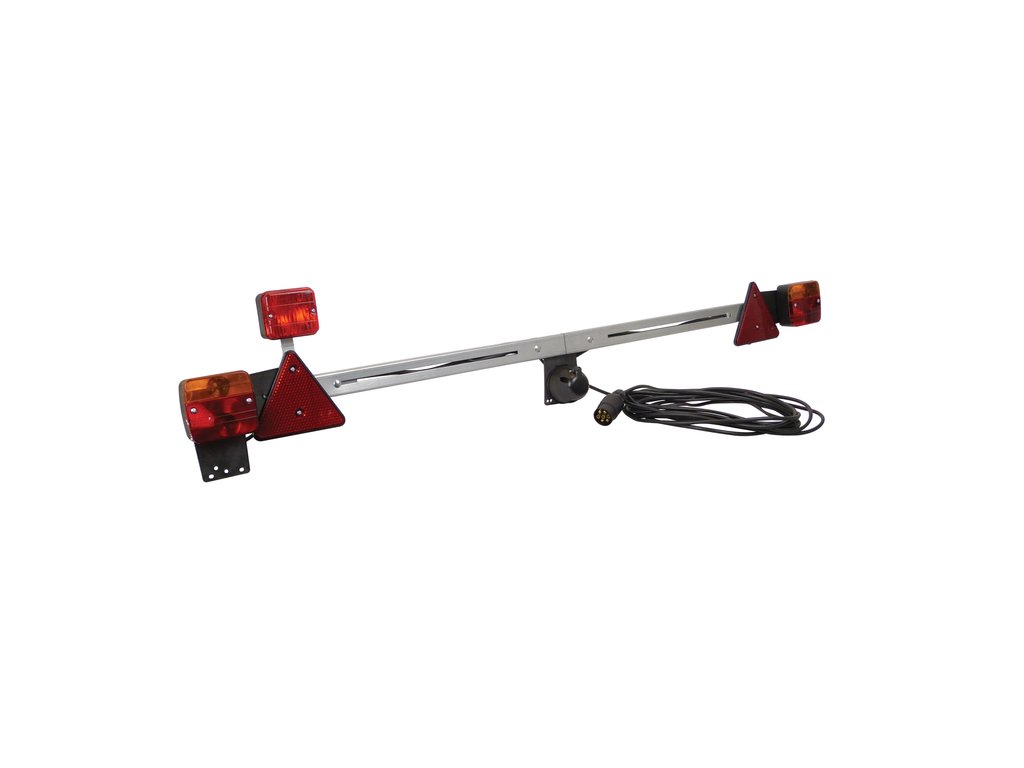 Bara remorca auto Carpoint cu lampi, extensibila 140-210cm, cablu de 7.5m, fisa remorca si lampa ceata , metal