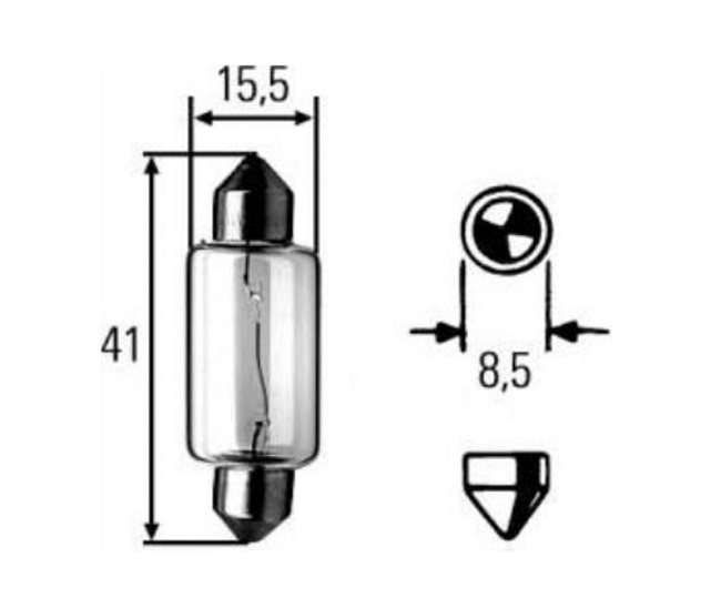 Bec auto tip sofit Hella 8GM002091141, 12V 15W W15W, soclu SV8,5-8, 1 buc.