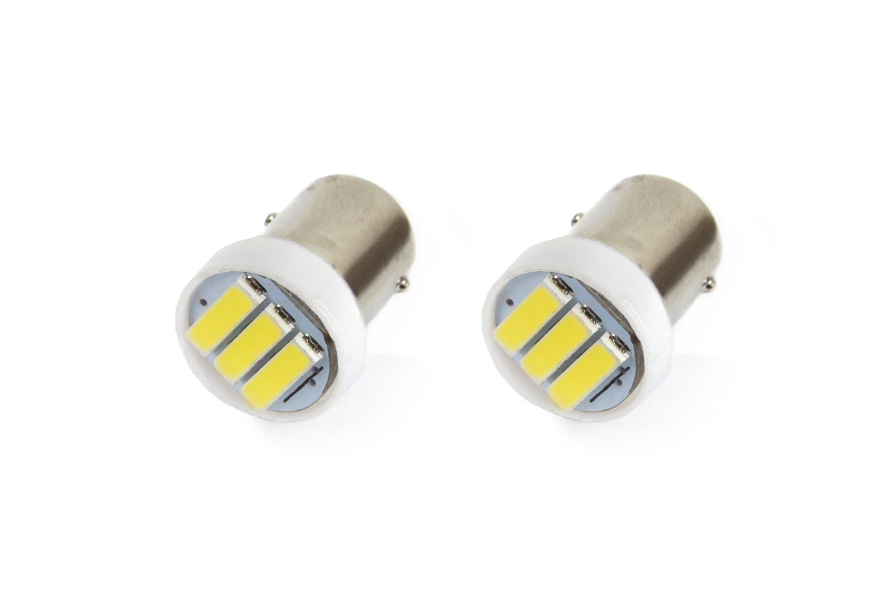 Set 2 becuri auto cu leduri AMIO 12V 0.4W Ba9s T8.5 , 3 SMD 7020, bord si pozitie