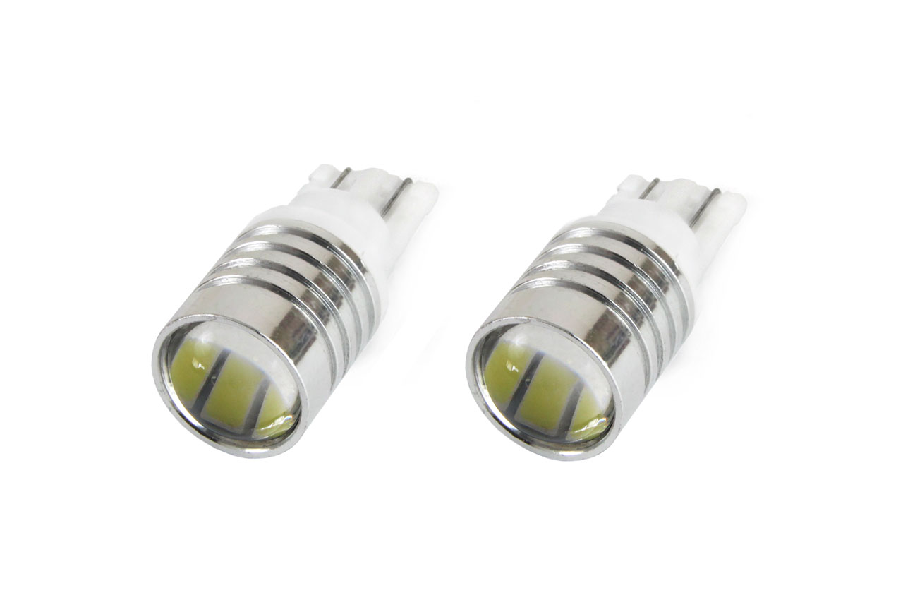 Bec de pozitie tip LED , T10 W2.1x9.5 W5W, 12V , 3 SMD 7020, cu lupa , culoare alb , AMIO, set 2 buc