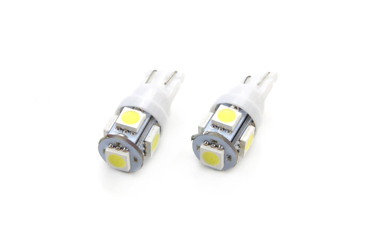 Bec de pozitie tip LED , T10 W2.1x9.5 W5W, 12V , 5 SMD 5050, culoare alb , AMIO, set 2 buc