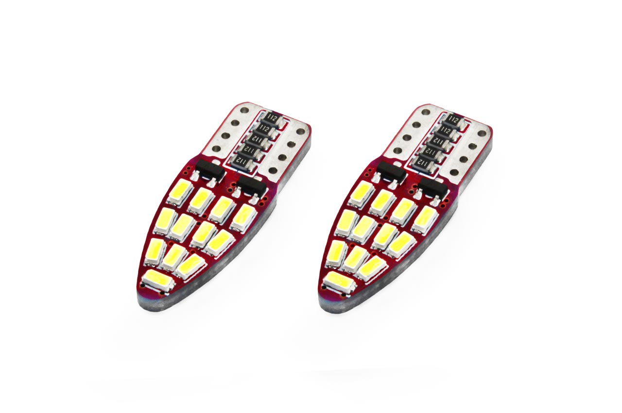 Bec de pozitie tip LED Canbus, T10 W2.1x9.5 W5W, 12V 2.5W, 24 SMD 3014 , culoare alb , AMIO, set 2 buc