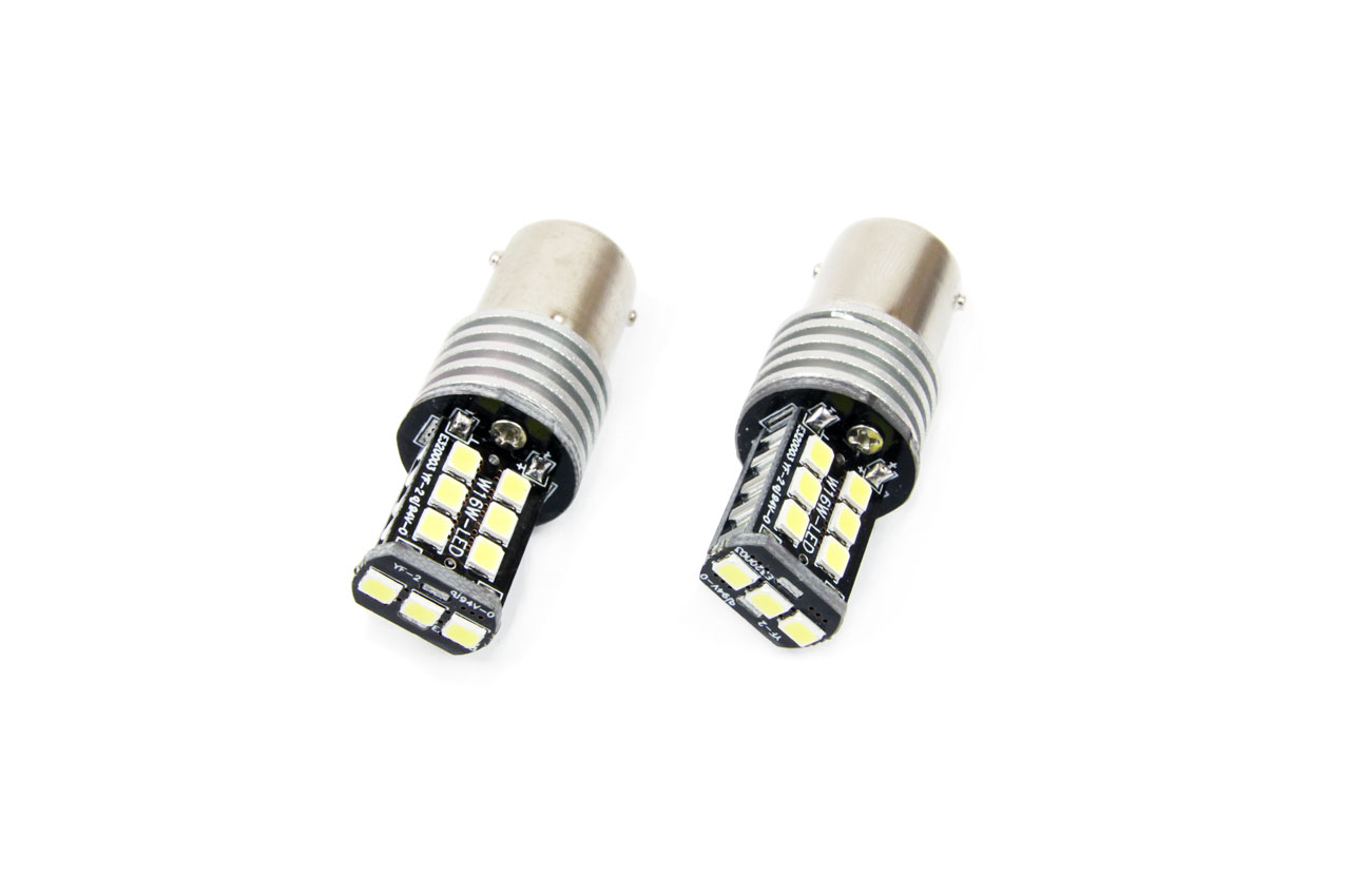 Bec auto LED Canbus BA15D P21W, 12-24V, 4.2W , 15 SMD, AMIO, set 2 buc.