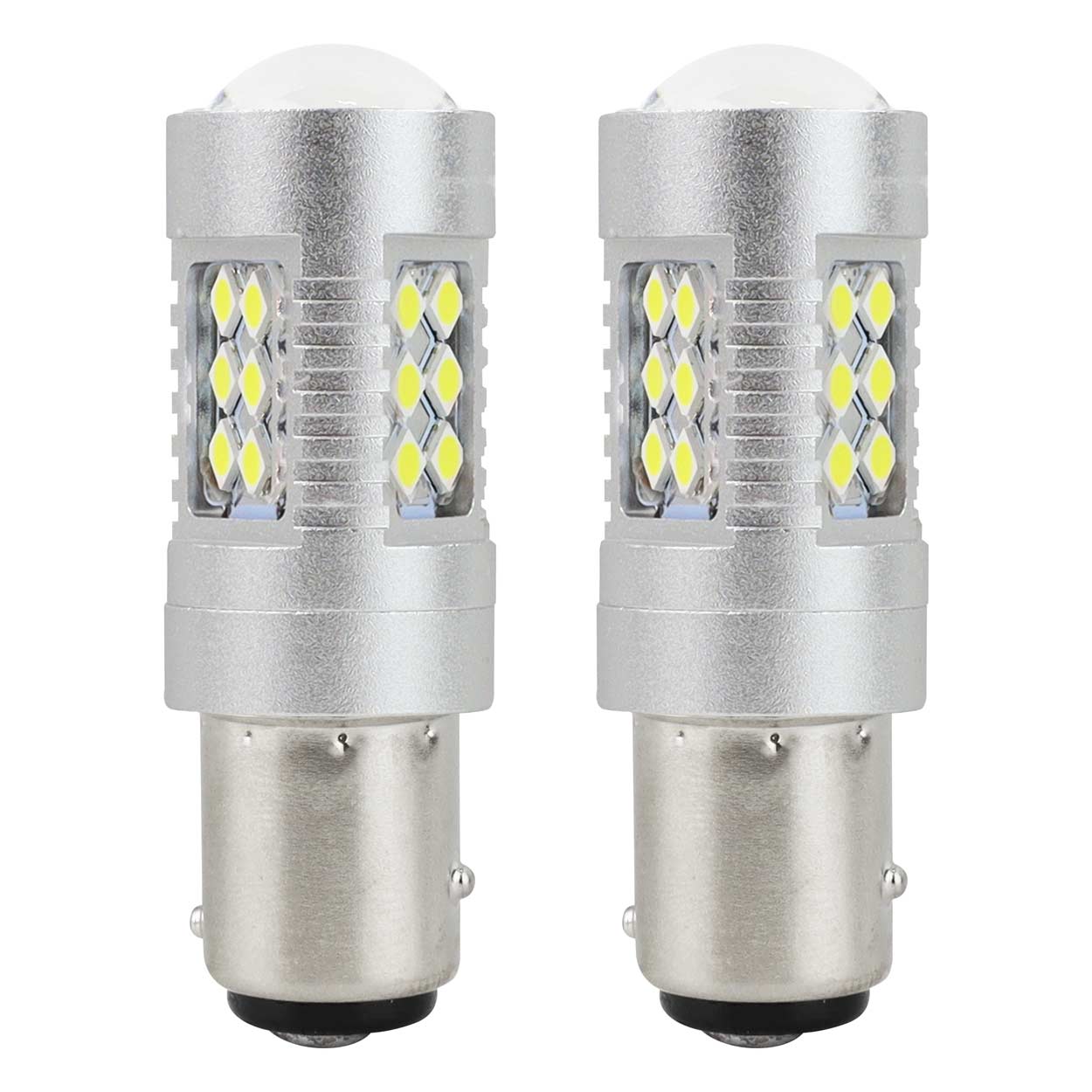 Set 2 becuri auto cu LED AMIO 12-24V, BA15D P21W-5W, 24 SMD 3030