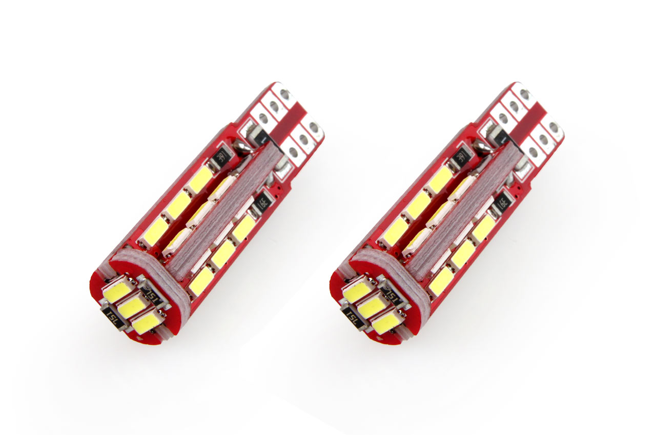Bec de pozitie tip LED Canbus, T10 W2.1x9.5 W5W, 12V, 1.9W, 27 SMD 4014 , culoare alb , AMIO, set 2 buc