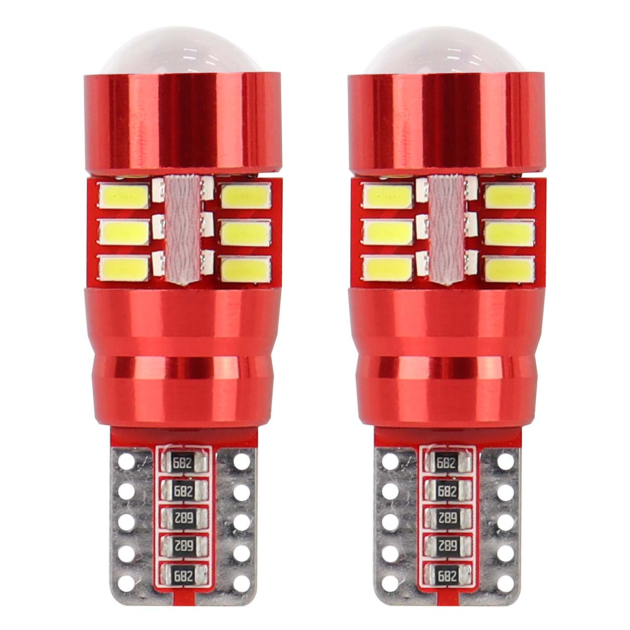 Bec de pozitie tip LED Canbus, T10 W2.1x9.5 W5W, 12-24V 2.5W, 27 SMD 3014 , culoare alb , AMIO, set 2 buc