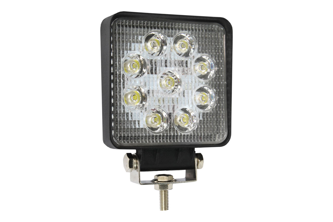 Lampa lucru LED 27W 6000K, Spot lumina, 12V-60V, IP67, aluminiu, omologare E9, 106 x 106 x 32 mm