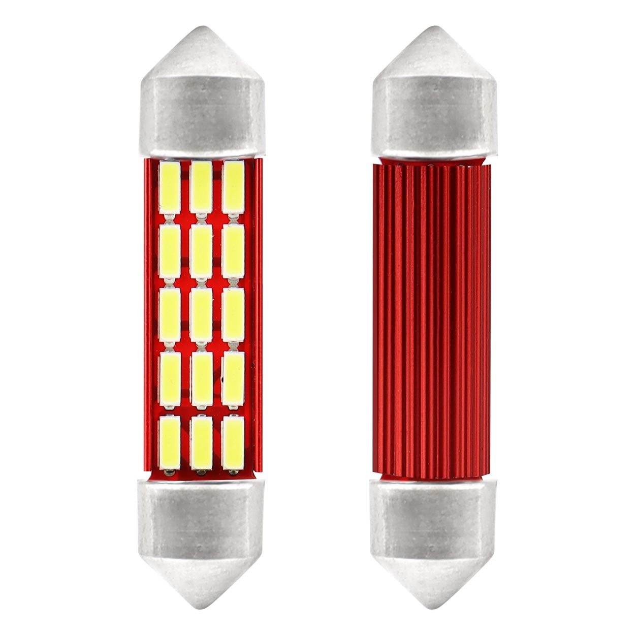 Set 2 becuri auto AMIO LED , C5W SV8.5-8, 20 SMD 4014, 2.2W, 41mm, Canbus, 12-24V, leduri alb sofit Festoon