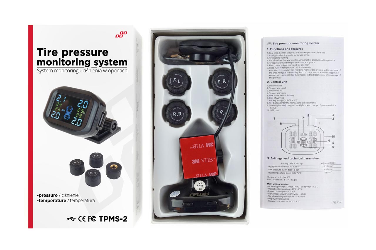 Senzori presiune roti AMIO, TPMS, afisare presiune si temperatura aer din anvelope