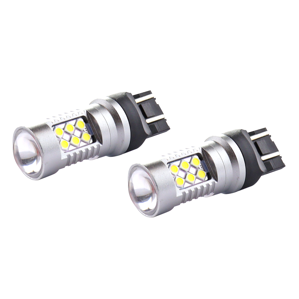 Bec lumini de zi tip LED T20 W2.1x9.5d, W21/5W 12-24V, 24 SMD 3030, 6.2W , AMIO, Set 2 buc