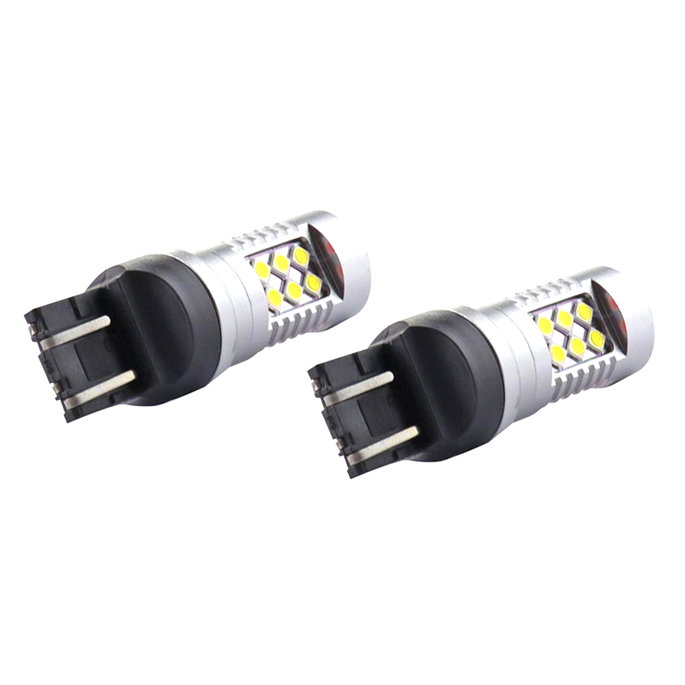 Bec lumini de zi tip LED T20 W2.1x9.5d, W21/5W 12-24V, 24 SMD 3030, 6.2W , AMIO, Set 2 buc