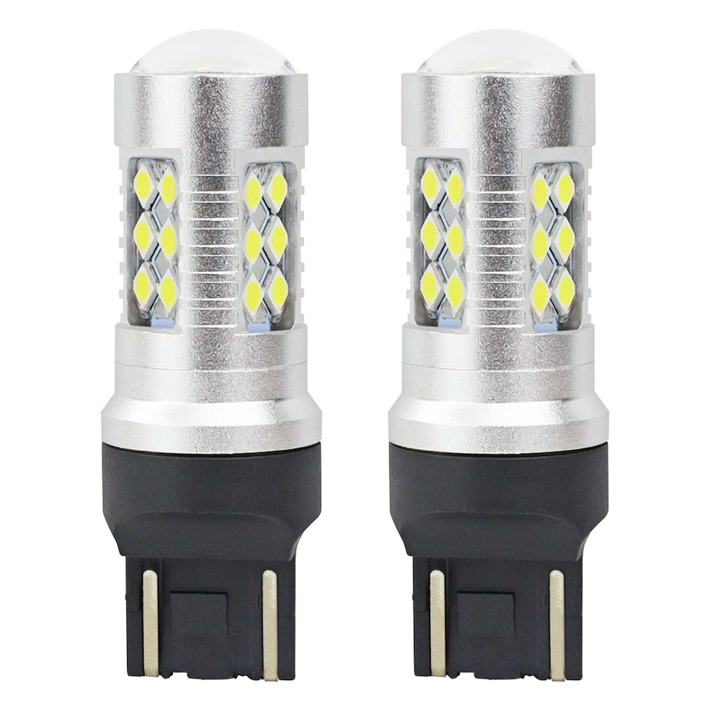 Bec lumini de zi tip LED T20 W2.1x9.5d, W21/5W 12-24V, 24 SMD 3030, 6.2W , AMIO, Set 2 buc