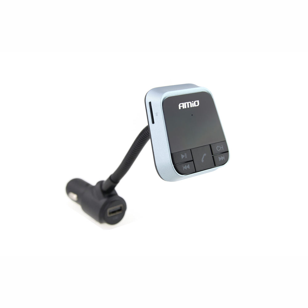 Modulator FM auto AMIO, 12-24V, Bluetooth 5.0, USB, TF card &amp; AUX IN, iesire bricheta USB 2.0A