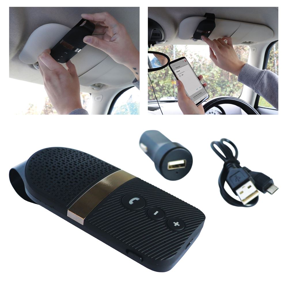 Car Kit Bluetooth Headset, Hands Free, fixare parasolar, Bluetooth V4.0 + HFP, HSP, A2DP, timp vorbire 17 ore