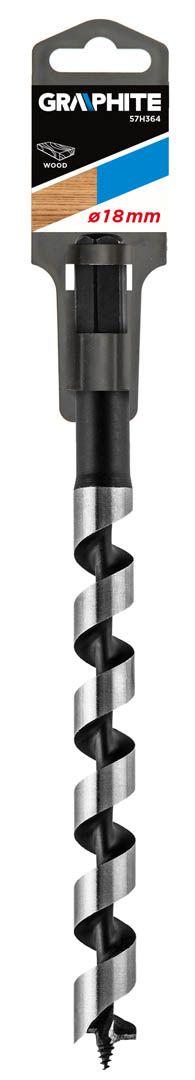 Burghiu lemn elicoidal, 18 x 250 mm 57H364