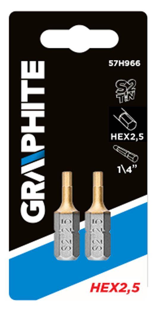 Varf[ bit] pentru surubelnita electrica HEX 2.5X, 25mm, 1/4 ", 2 buc , 57H966