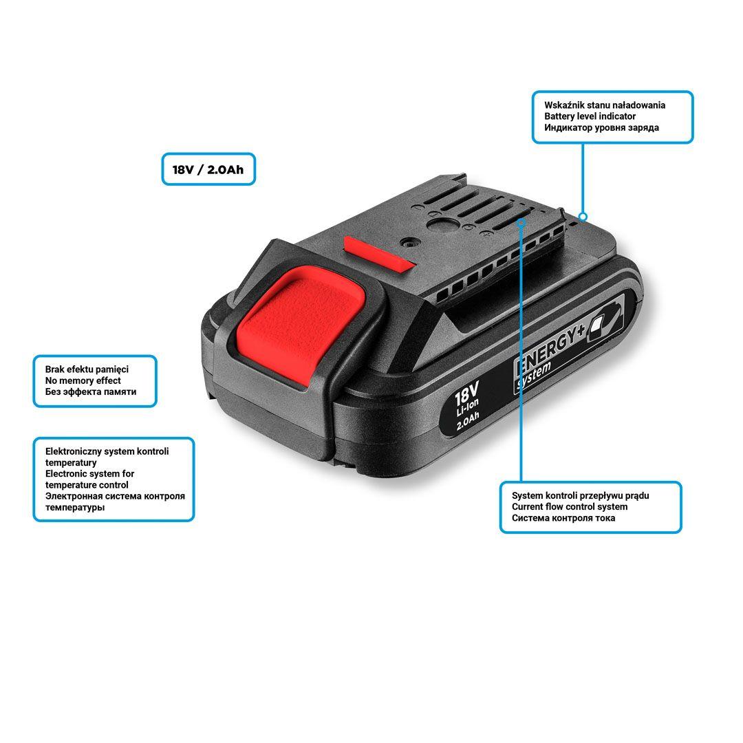 Acumulator 18V Li-Ion Graphite Energy+, 2Ah 58G001