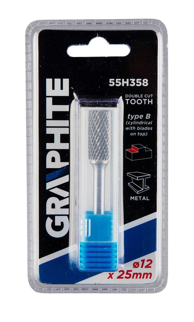 Freza rotativa din carbura HM, tip B (cilindrica cu lame in varf ), 12x25mm, tija 6x45mm 55H358