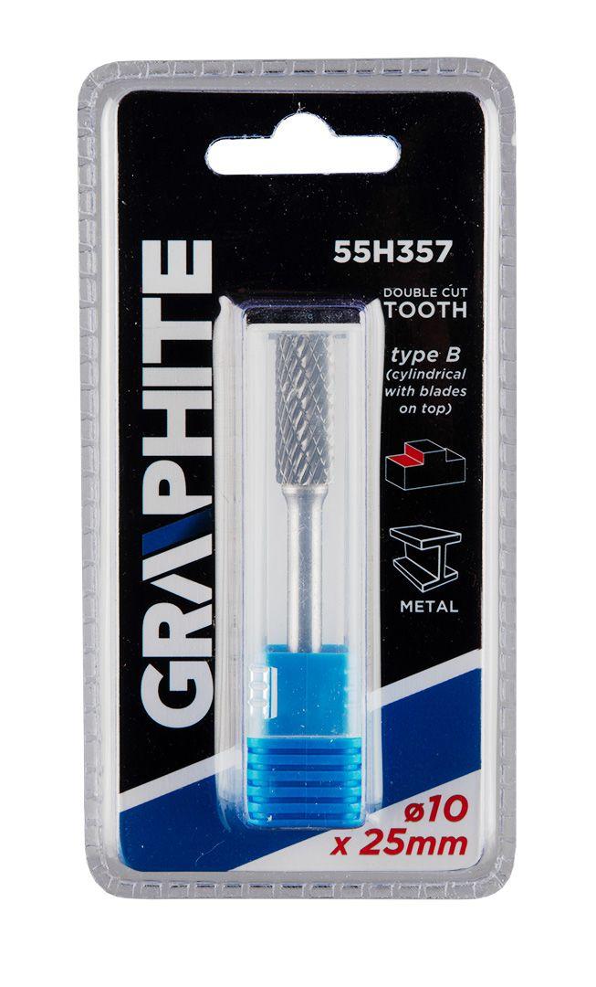 Freza rotativa din carbura HM, tip B (cilindrica cu lame in varf ), 10x25mm, tija 6x45mm 55H357