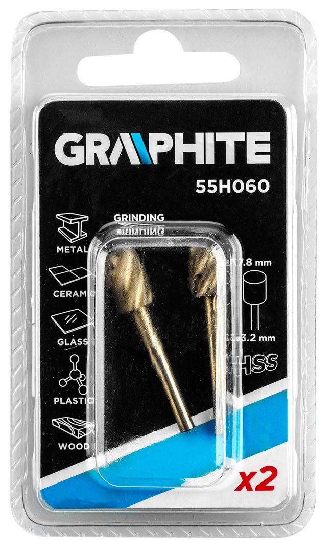 Freza HSS 7.8mm, cilindru, coada 3.2mm, set 2 buc 55H060