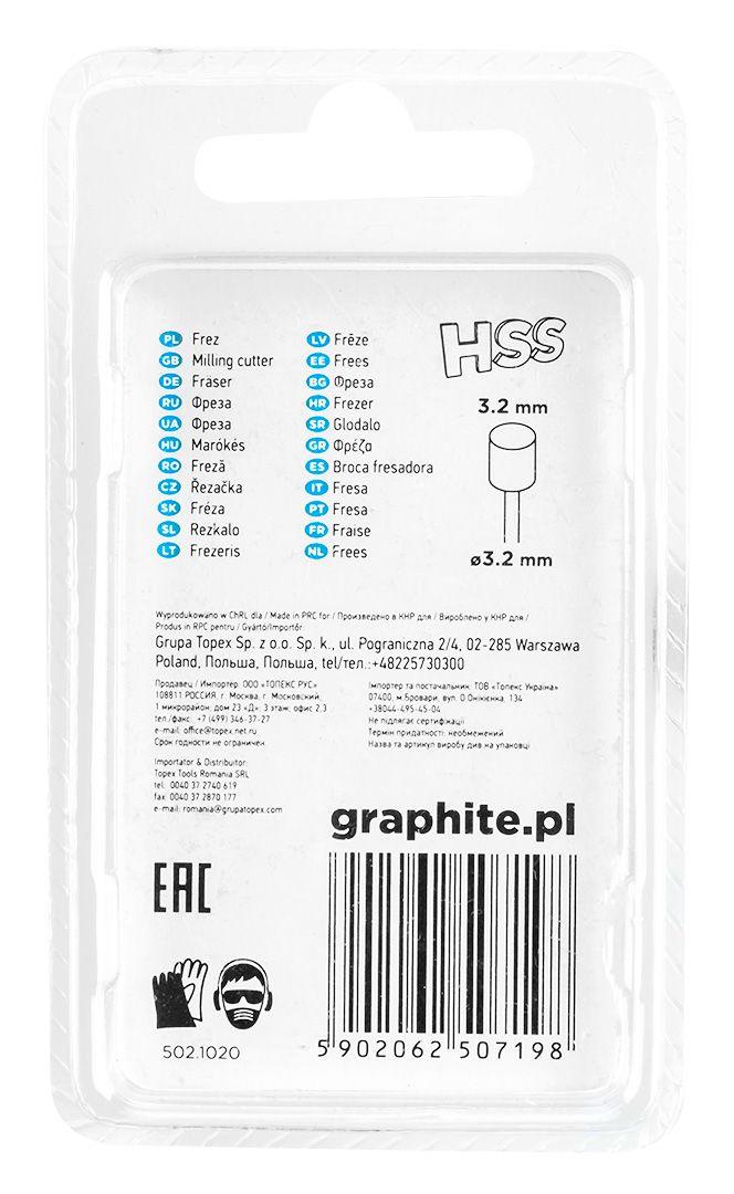 Freza HSS 3.2mm, cilindru, coada 3.2mm, set 2 buc 55H062