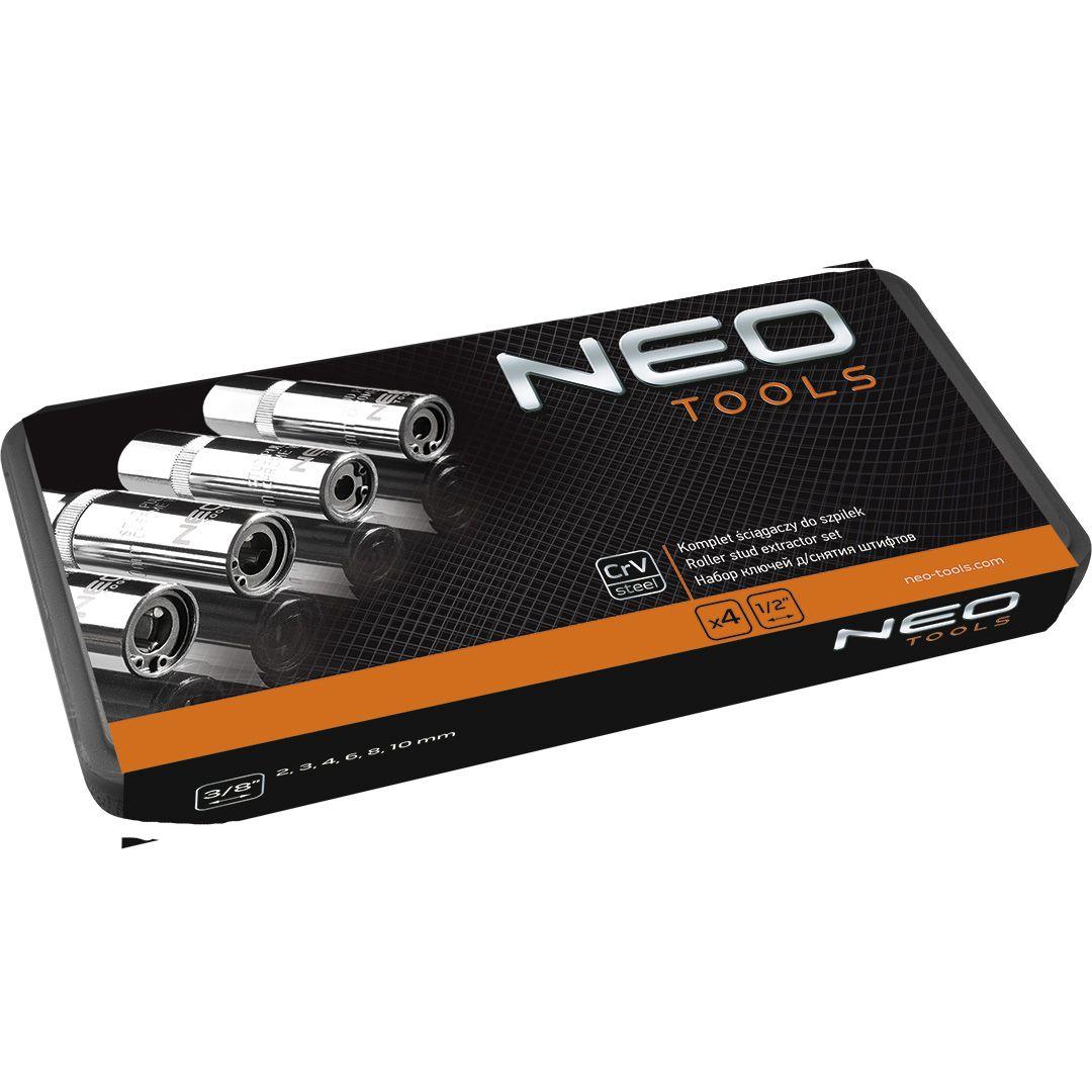 Set extractoare cilindrice , 4 piese,1/2''. CrV 09-608