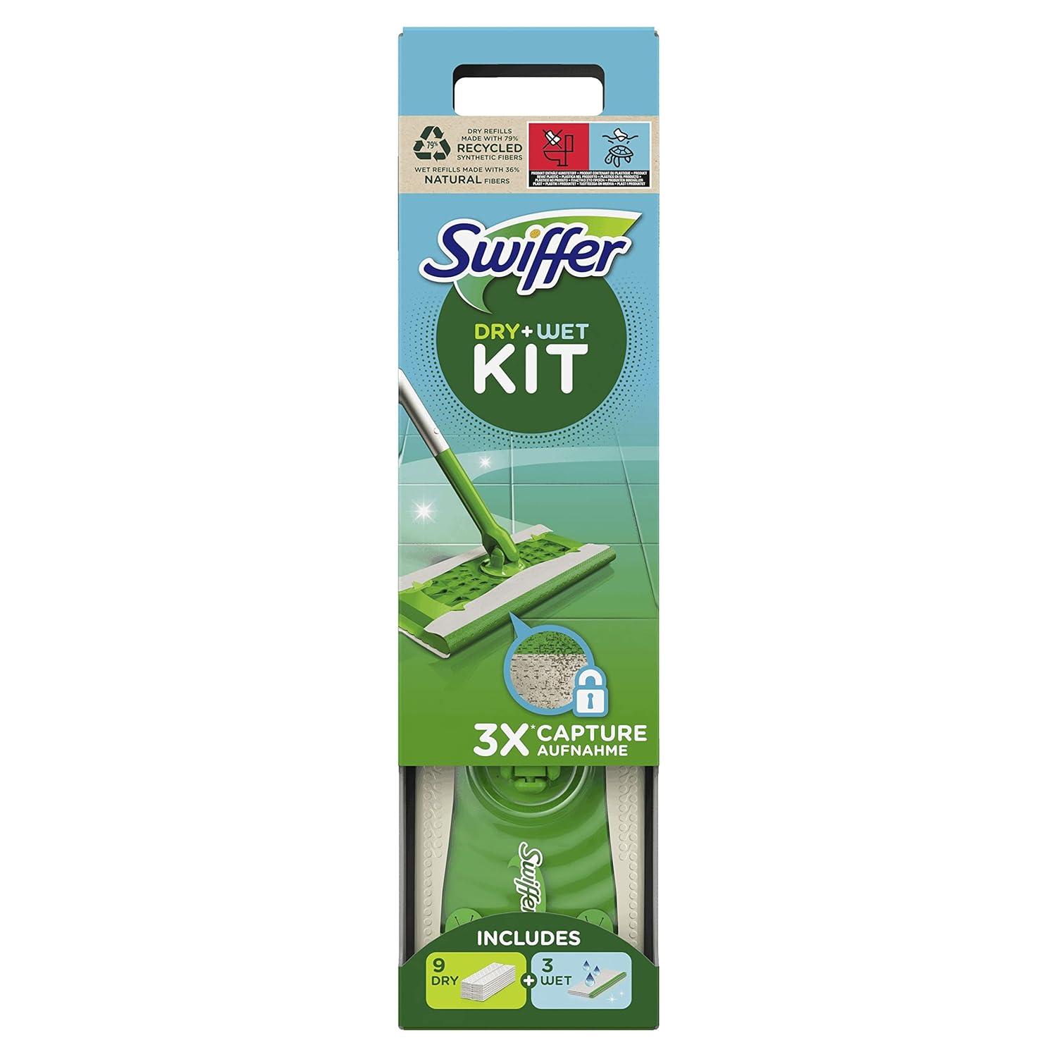 Kit de Start pentru Curatarea Podelei Swiffer cu 9+3 Rezerve - Solutia Completa pentru Maturat si sters