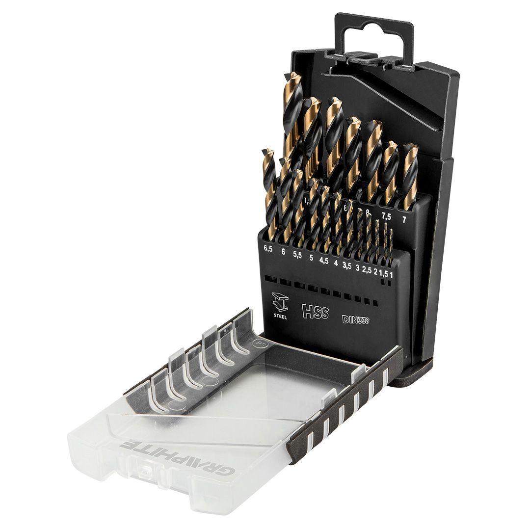 Burghiu metal HSS-CNC, 124&deg;, tip Pro-Tec, 1,0 - 10,0 mm, set 19 buc. 55H089