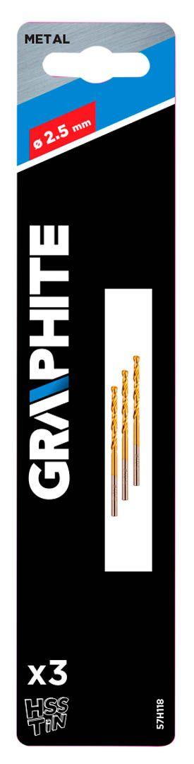 Burghie metal, HSS-TiN , 2.5 mm, 3 buc -set 57H118