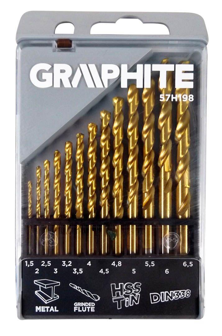 Burghie metal, HSS-TiN , 1.5-6.5 mm, 13 buc -set 57H198