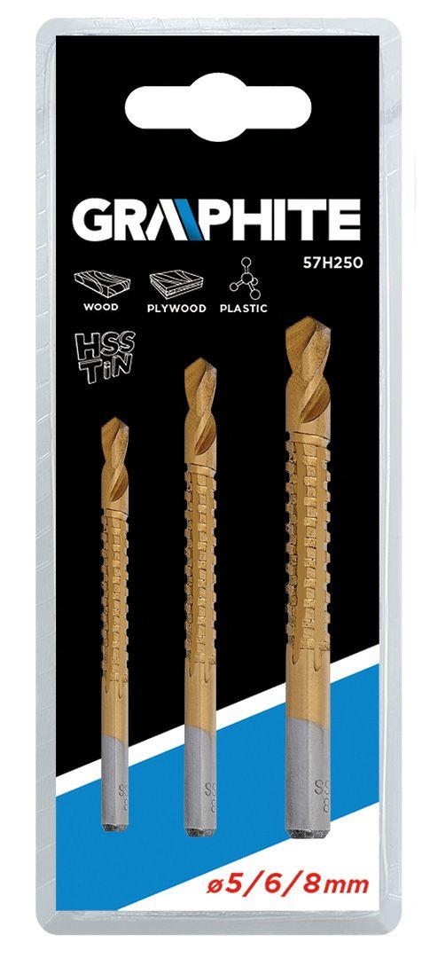 Burghie Fierastrau 5,6,8mm,Tin, 3 buc , set 57H250