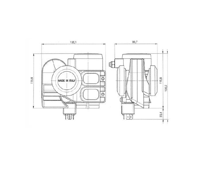 Claxon compact electropneumatic 12 V Monotone-Twister