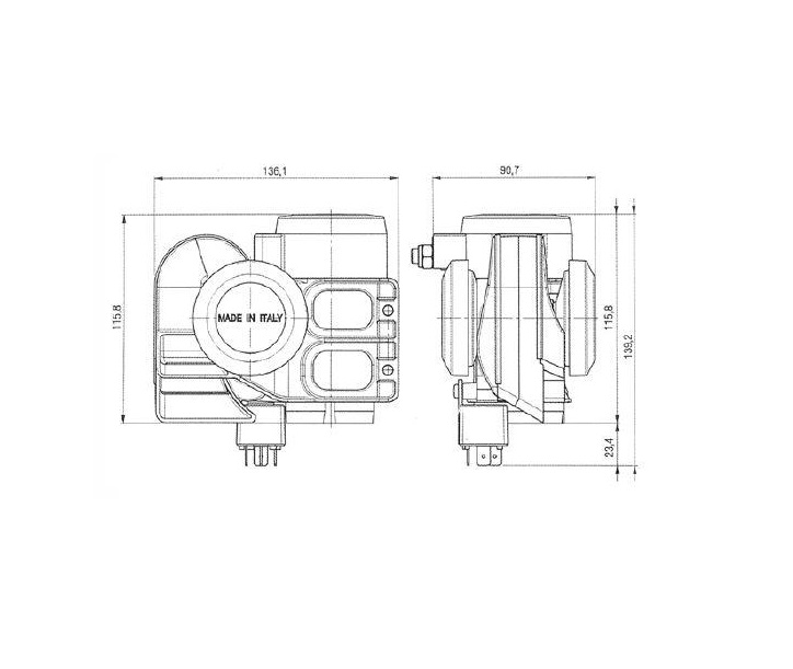 Claxon compact electropneumatic 12V 2 tonuri - Storm