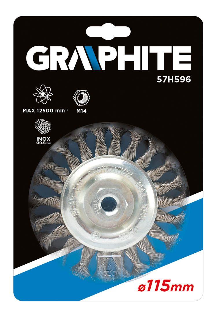 Perie conica, gri, 115xM14mm , sarma inox impletita 0.5mm 57H596